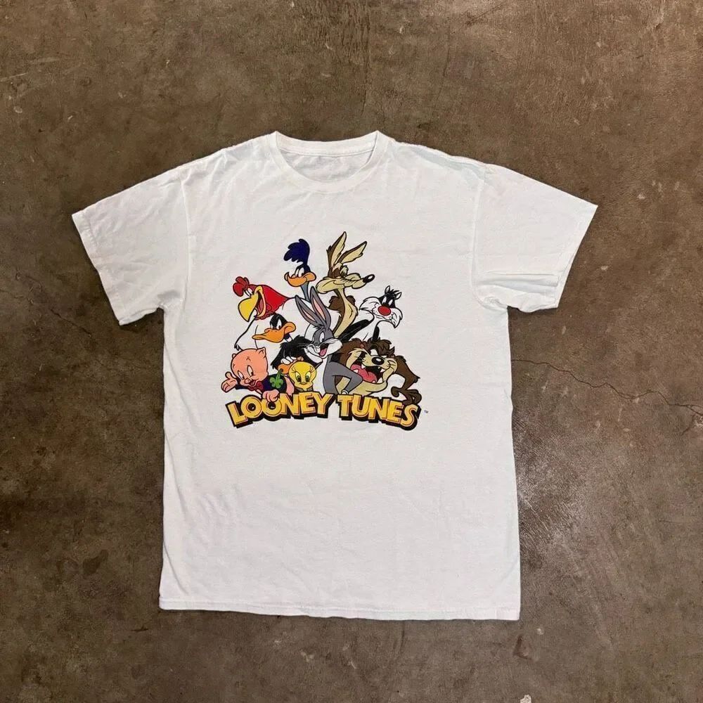 Unbranded vintage Y2K Unisex White Looney Tunes Short Sleeve Graphic T-Shirt Sma
